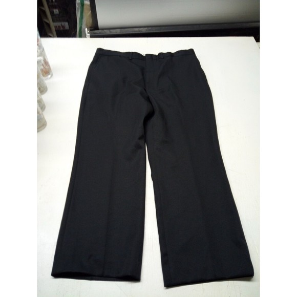 FlexSlax- Dress Casual Flat Front Black  Full Fit  40 X 29 100% Trevira Polyeste - Picture 1 of 5